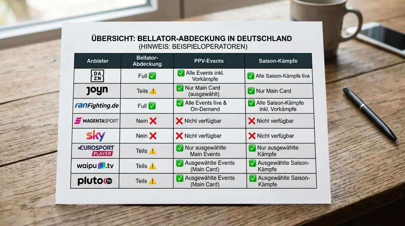 Anbieter-Vergleich Bellator und PFL Wetten Coverage für deutsche Nutzer in Deutschland