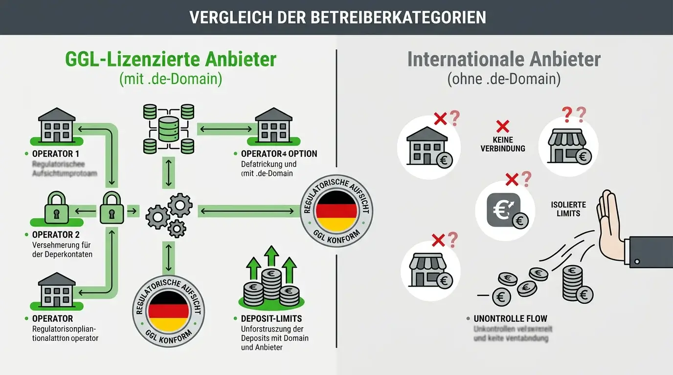 Übersicht welche Anbieter vom Einzahlungslimit betroffen sind – GGL-lizenziert vs. internationale Grauzone-Buchmacher