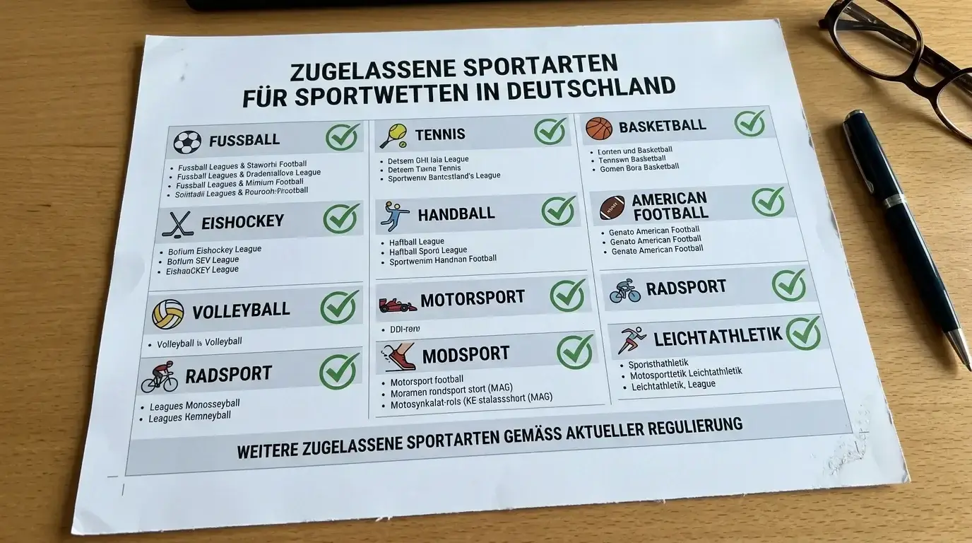 Übersicht der auf der GGL Whitelist genehmigten Sportarten für Sportwetten in Deutschland