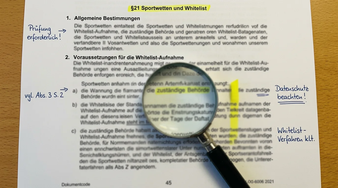 GlüStV 2021 Paragraf 21 Sportwetten-Whitelist – gesetzliche Grundlage für erlaubte Wettmärkte in Deutschland