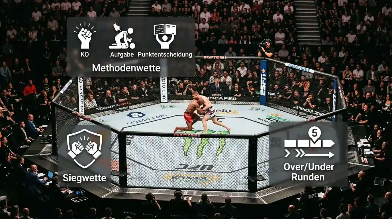 Verfügbare MMA Live-Wetten-Märkte bei UFC – Siegwette, Methodenwette und Over-Under-Runden im Vergleich
