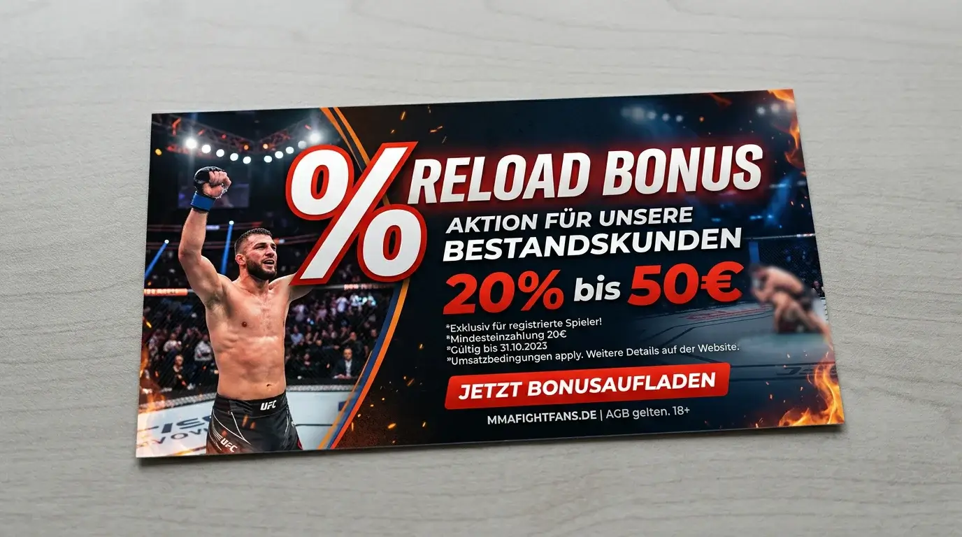 Reload Bonus für MMA Wetten Bestandskunden – Cashback und Treueprämien bei internationalen Buchmachern
