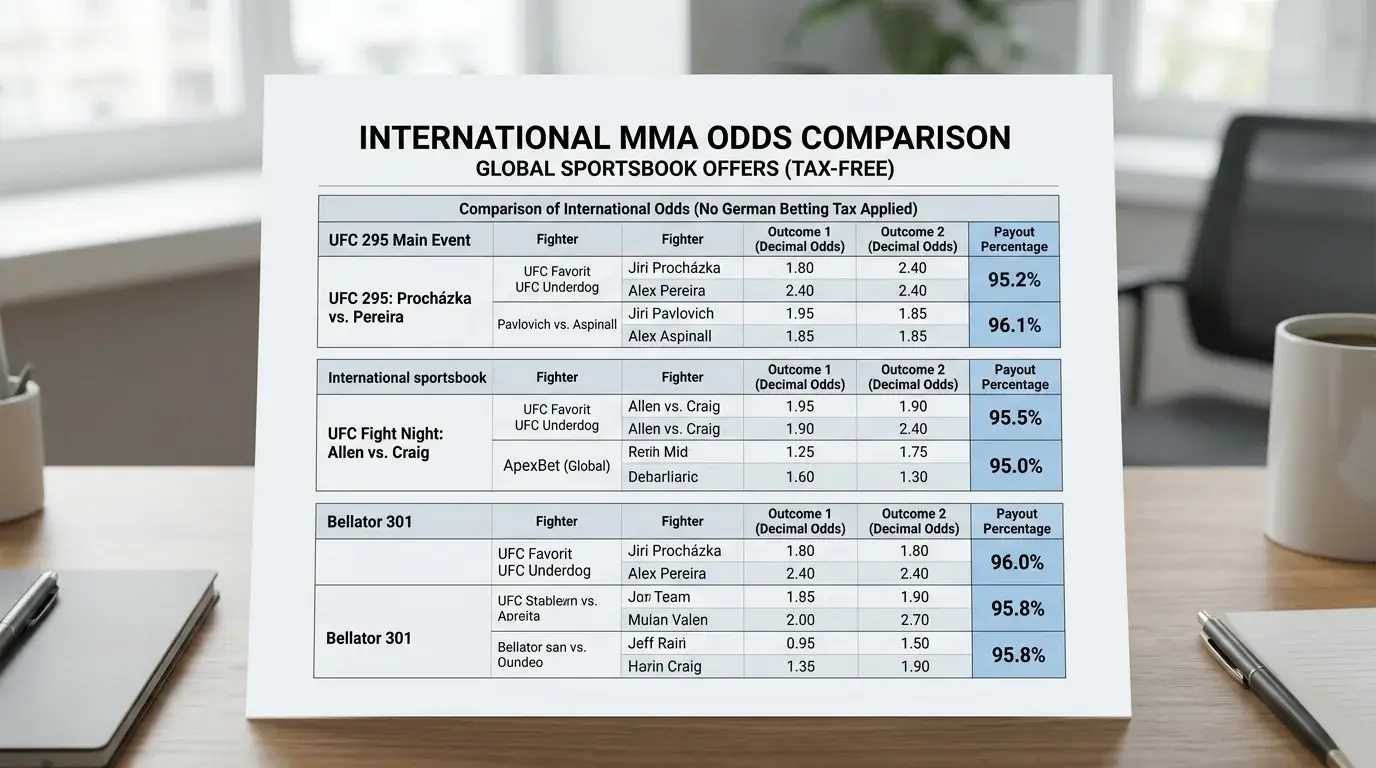 Internationale MMA-Wettanbieter ohne deutsche Sportwettensteuer – strukturelle Quotenvorteile für UFC-Wetter in Deutschland