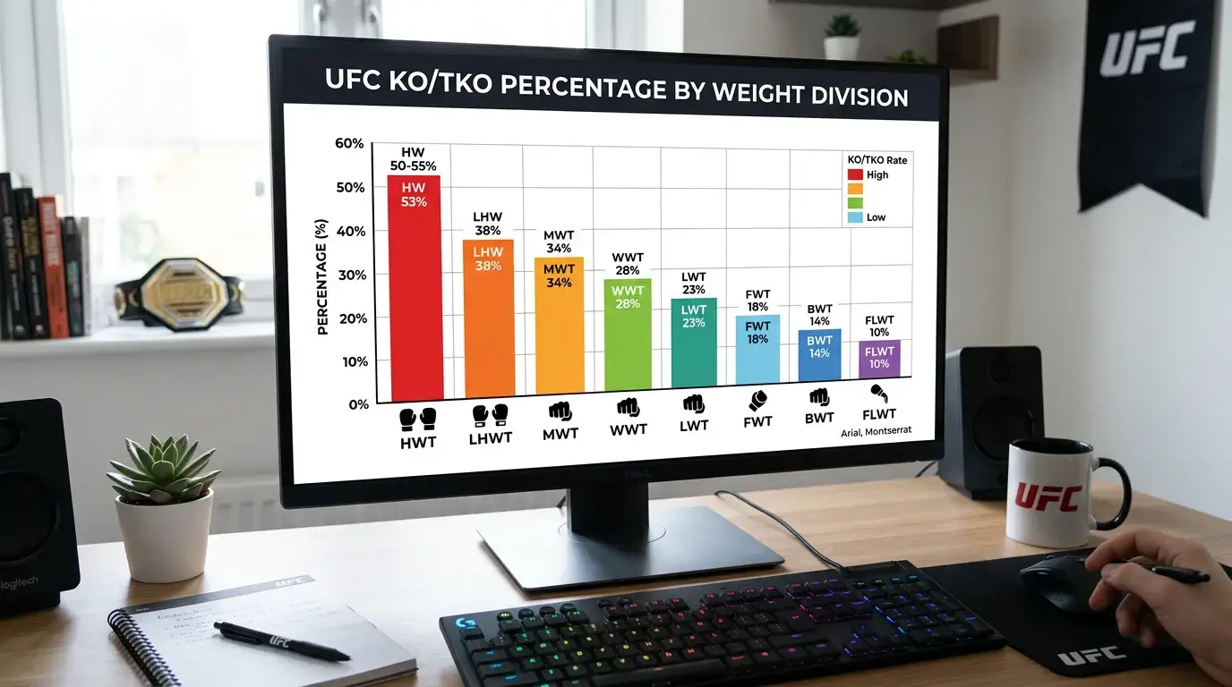 KO-Rate nach UFC Gewichtsklasse – Heavyweight und Lightweight im statistischen Vergleich für Wettanalyse