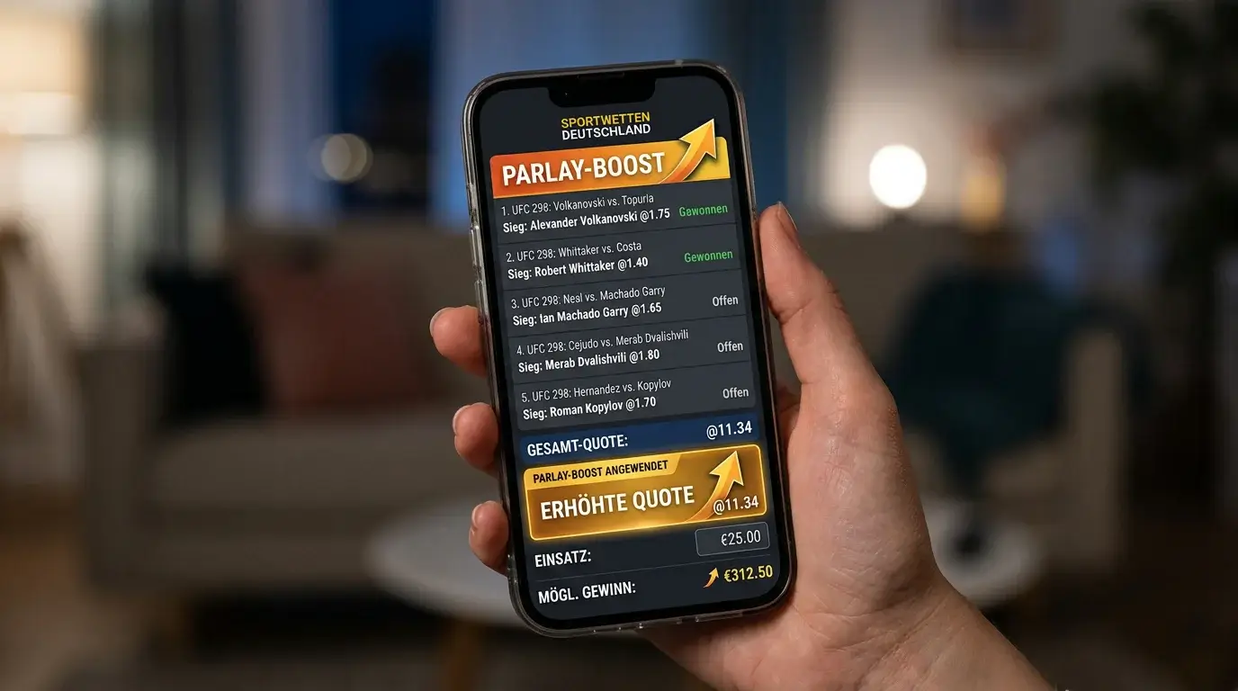 Kombi-Boost-Promotions bei internationalen UFC Anbietern – prozentualer Aufschlag auf MMA Parlay-Gesamtquote