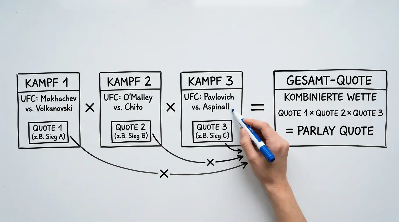 Technischer Ablauf einer UFC Kombiwette – Quoten-Multiplikation und Gesamtgewinn bei UFC Parlay erklärt