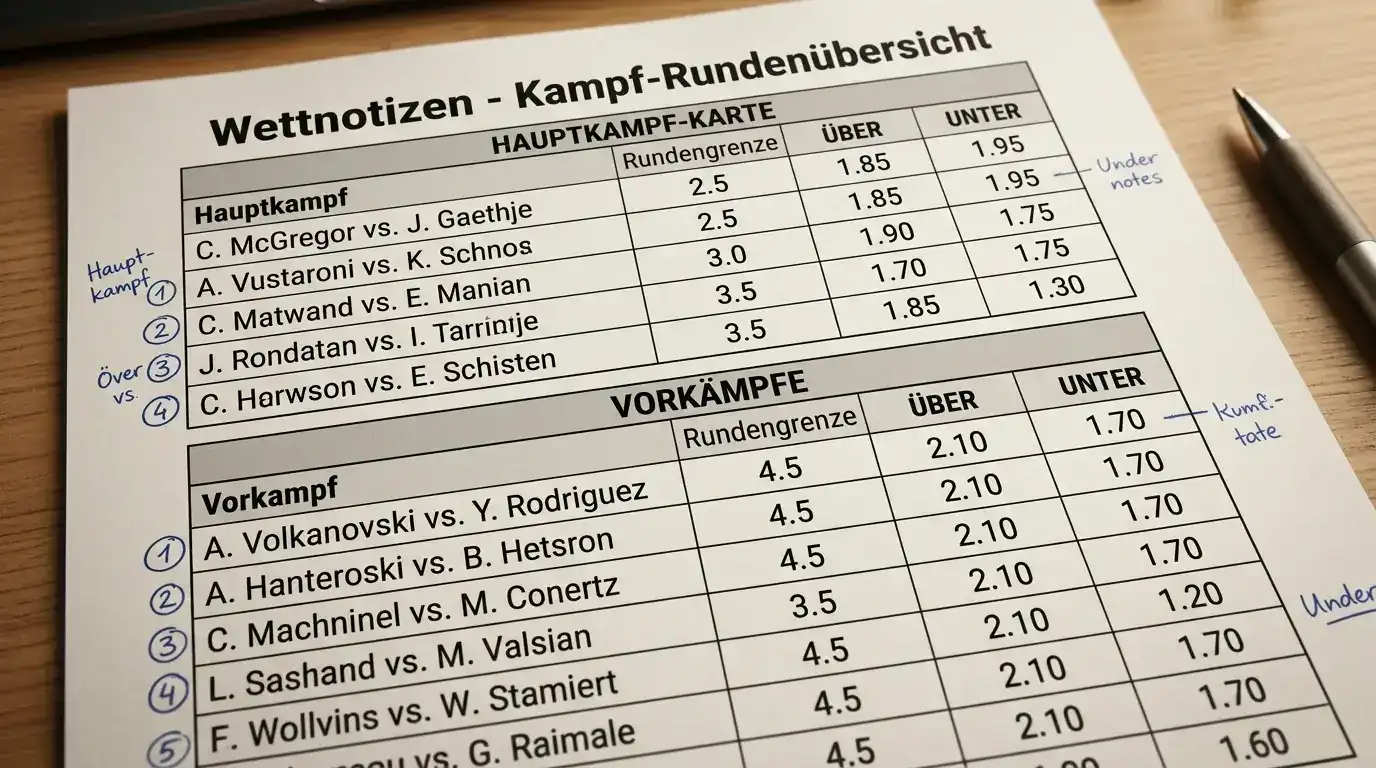 Anbieter für UFC Over Under Runden-Märkte – welche Buchmacher tiefe MMA-Rundentotals anbieten