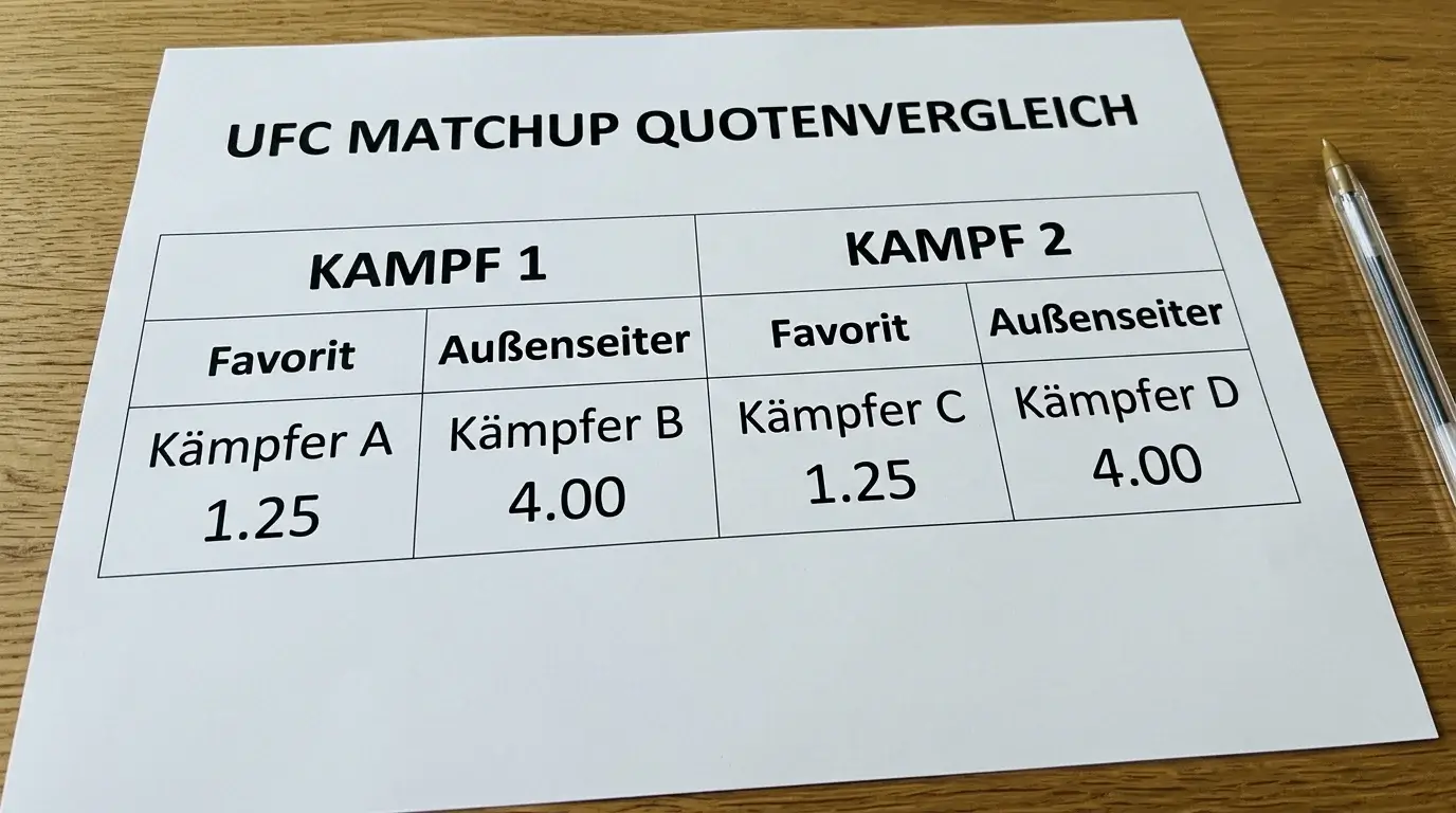 Erklärung der UFC Moneyline-Siegwette mit Dezimalquoten-Beispiel für Favorit und Außenseiter